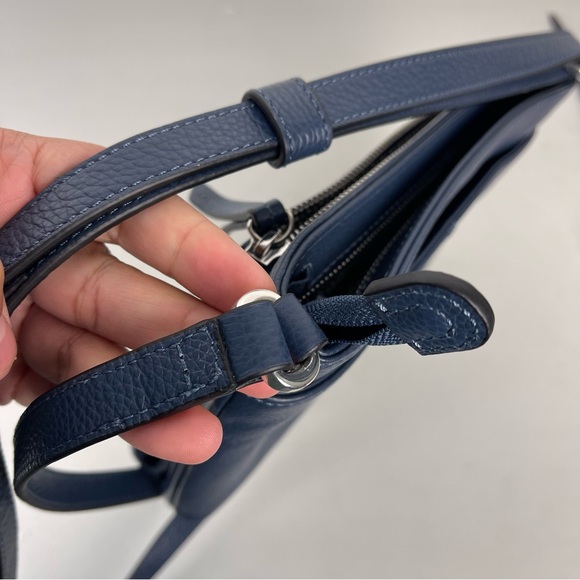 Brighton Interlok Blue Leather Crossbody Organizer Purse Silver Hardware Classic - Picture 13 of 14